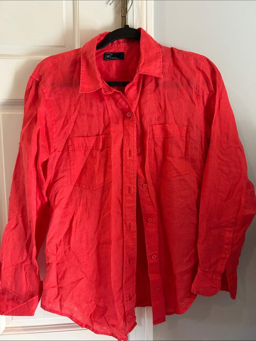 GAP Coral-Red Lightweight Linen Button Shirt